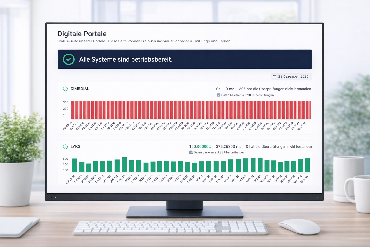 Screenshot der Statusseite der App Beispiel