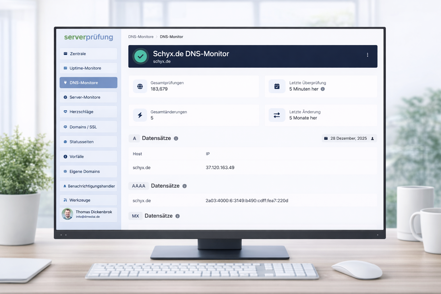 Screenshot der App-Monitor-Vorfälle-Seite